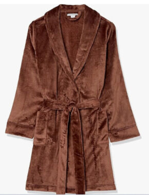 Plush Robe - Amazon Essentials - Brown- Adult XS